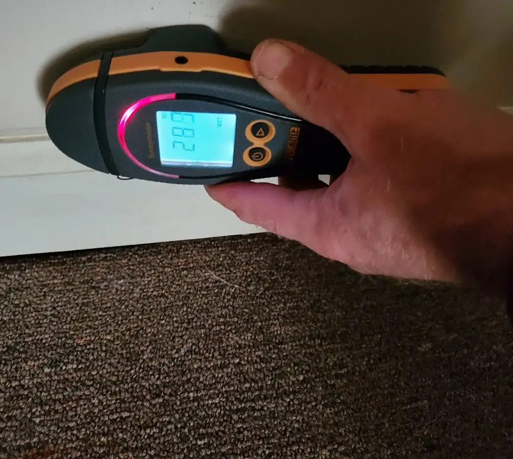 Moisture detection at baseboard during Sewage Cleanup & Sanitation in Walnut Park